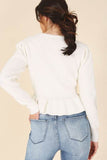 Lilou Peplum Round Neck Long Sleeves Strech Sweater Top - Rosa Apparel