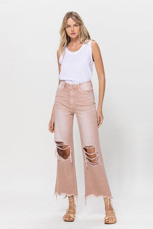 VERVET 90's Vintage Crop Flare Denim Jeans - Rosa Apparel