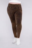 Zenana Plus Mineral Washed Wide Waistband Yoga Leggings - Rosa Apparel