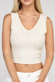 Zenana Casual Ribbed Scoop Neck Cropped Sleeveless Top - Rosa Apparel