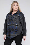 Davi & Dani Plus Printed Button Down Long Sleeve Jacket - Rosa Apparel