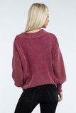 Zenana Washed Collared Henley Hip Length Sweater - Rosa Apparel