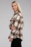 Ambiance Cozy Plaid Flannel Regular Fit Collar Shacket - Rosa Apparel