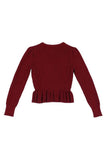 Lilou Peplum Round Neck Long Sleeves Strech Sweater Top - Rosa Apparel
