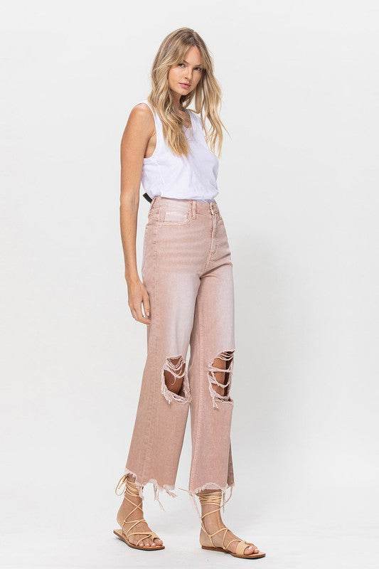 VERVET 90's Vintage Crop Flare Denim Jeans - Rosa Apparel