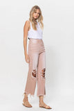 VERVET 90's Vintage Crop Flare Denim Jeans - Rosa Apparel