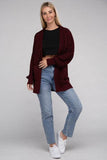 Zenana Low Gauge Waffle Open Cardigan Sweater - Rosa Apparel