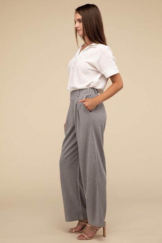 Lilou Waffle Trouser Knit Fabric Formal Pants - Rosa Apparel