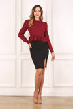 Lilou Peplum Round Neck Long Sleeves Strech Sweater Top - Rosa Apparel
