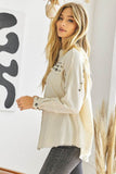 Davi & Dani Plus Distressed Hem Button Down Oversize Shirt - Rosa Apparel