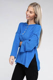 Zenana Ribbed Brushed Melange Hacci Henley Sweater - Rosa Apparel