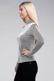 Zenana Ribbed Turtle Neck Long Sleeve Top - Rosa Apparel
