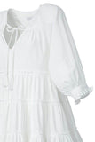 Lilou V-Neck 3/4 Raglan Sleeves Tiered Mini Dress With Tassel - Rosa Apparel