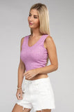 Zenana Casual Ribbed Scoop Neck Cropped Sleeveless Top - Rosa Apparel