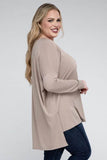 Zenana Women's Plus Dolman Sleeve V-Neck Side Slit Hi-Low Hem Blouse - Rosa Apparel