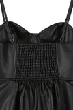 Lilou Vegan Leather Bustier Sleeveless Spaghetti Straps Mini Dress - Rosa Apparel