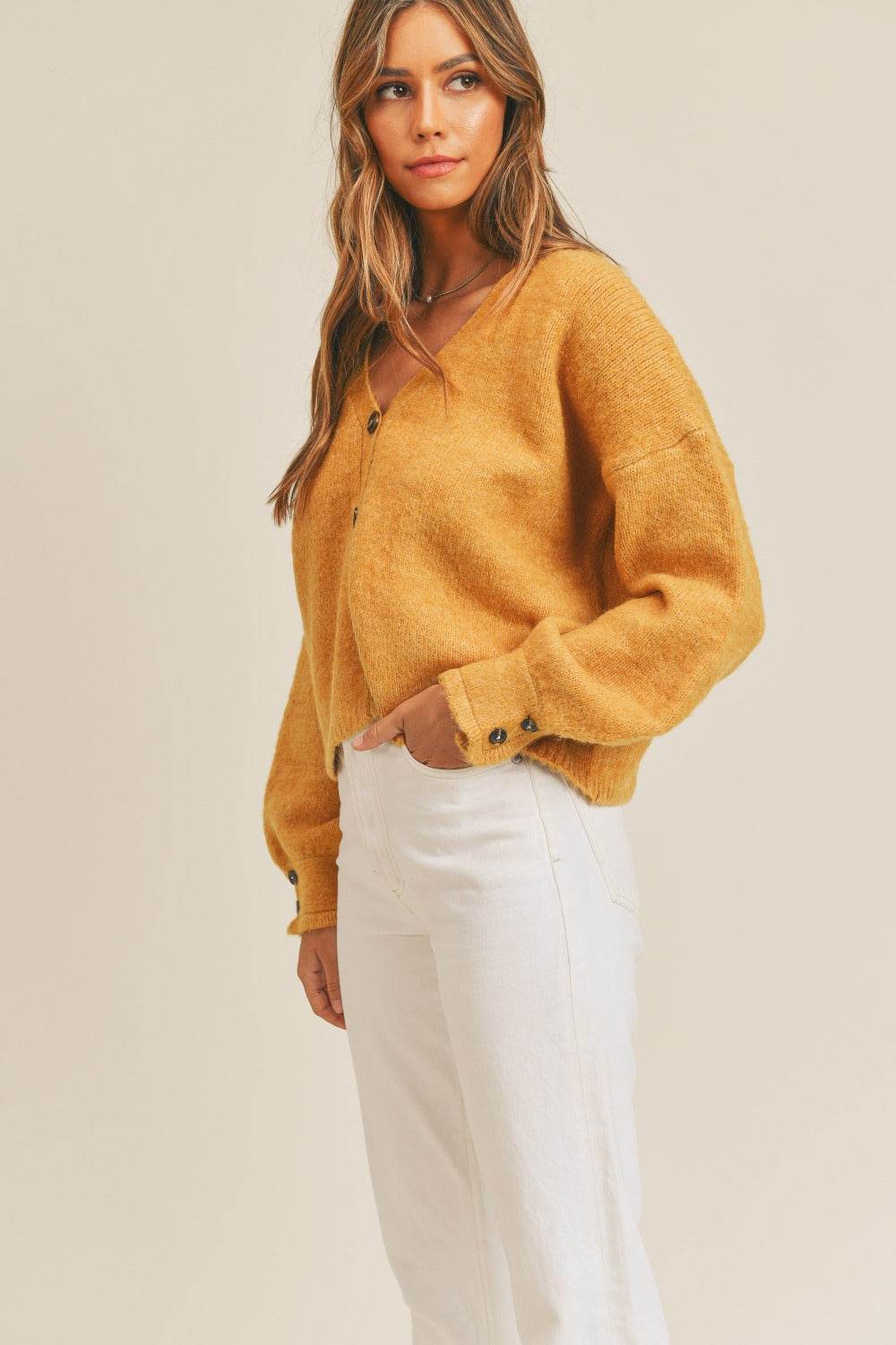 MABLE Long Sleeve Button Down Sweater Cardigan - Rosa Apparel
