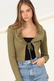 HYFVE Miss Mesmerize Fur Trim Tie Front Ribbed Cardigan - Rosa Apparel