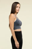 Zenana Washed Ribbed Seamless Cropped Cami Top - Rosa Apparel