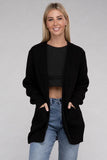 Zenana Low Gauge Waffle Open Cardigan Sweater - Rosa Apparel