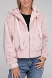 Ambiance Fluffy Zip-Up Teddy Sweater Hoodie - Rosa Apparel