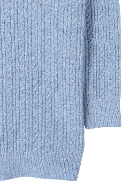 Lilou Wool Blended Cable V-Neck Long Sleeves Knitted Cardigan - Rosa Apparel