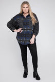Davi & Dani Plus Printed Button Down Long Sleeve Jacket - Rosa Apparel