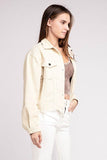 POL Oversized Ribbed Front Pocket Long Sleeves Shacket - Rosa Apparel