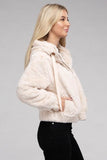 Ambiance Fluffy Zip-Up Teddy Sweater Hoodie - Rosa Apparel