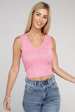 Zenana Casual Ribbed Scoop Neck Cropped Sleeveless Top - Rosa Apparel
