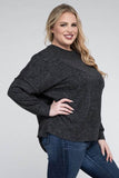 Zenana Plus Brushed Melange Drop Shoulder Sweater - Rosa Apparel