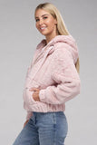 Ambiance Fluffy Zip-Up Teddy Sweater Hoodie - Rosa Apparel