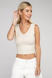 Zenana Casual Ribbed Scoop Neck Cropped Sleeveless Top - Rosa Apparel
