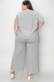 Double Take Full Size Texture Short Sleeve Top and Pants Set - Rosa Apparel