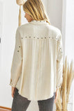 Davi & Dani Plus Distressed Hem Button Down Oversize Shirt - Rosa Apparel