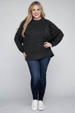 Zenana Plus Brushed Melange Drop Shoulder Sweater - Rosa Apparel