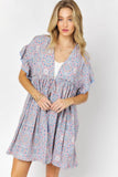 Davi & Dani Printed Short Sleeve Ruffle Kimono - Rosa Apparel