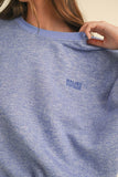 Mable Round Neck Letter Embroidery Crop Sweatshirt - Rosa Apparel