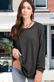 La Miel Bree Waffle Relaxed Raw Edge Boat Neck Sweater - Rosa Apparel