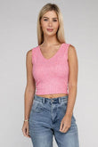 Zenana Casual Ribbed Scoop Neck Cropped Sleeveless Top - Rosa Apparel