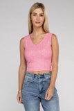 Zenana Casual Ribbed Scoop Neck Cropped Sleeveless Top - Rosa Apparel