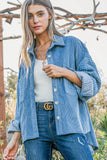 And The Why Button Down Corduroy Contrast Texture Long Sleeve Shacket - Rosa Apparel