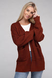 Zenana Low Gauge Waffle Open Cardigan Sweater - Rosa Apparel