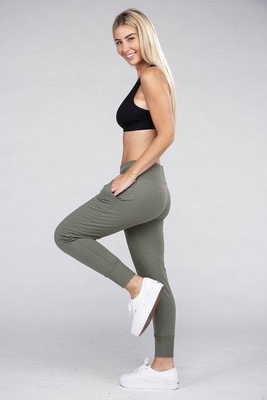Ambiance Comfy Stretch Lounge Elastic Waist Sweat Pants - Rosa Apparel