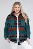 Davi & Dani Plus Printed Button Down Long Sleeve Jacket - Rosa Apparel
