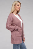Zenana Low Gauge Waffle Open Cardigan Sweater - Rosa Apparel