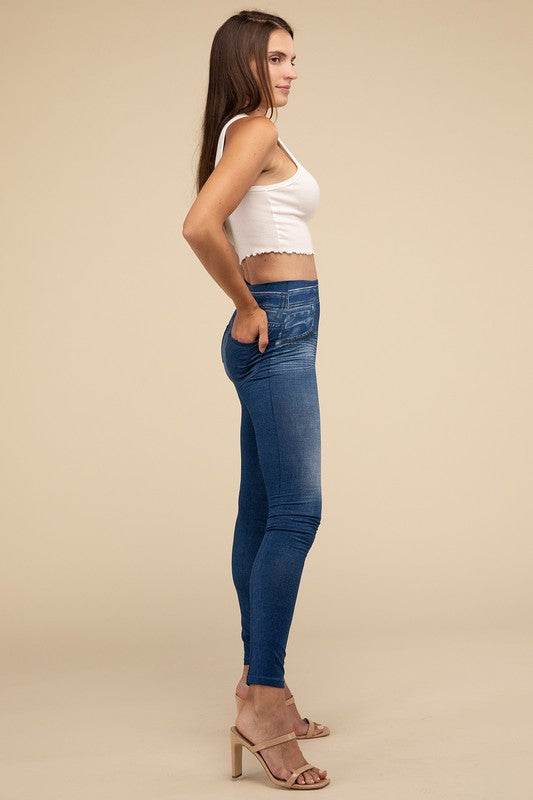 Lilou High-Rise Waist Stretchy Fit Denim Leggings - Rosa Apparel