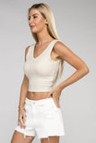 Zenana Casual Ribbed Scoop Neck Cropped Sleeveless Top - Rosa Apparel