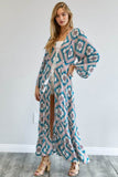 Davi & Dani Printed Long Sleeve Loose Kimono - Rosa Apparel