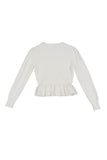 Lilou Peplum Round Neck Long Sleeves Strech Sweater Top - Rosa Apparel